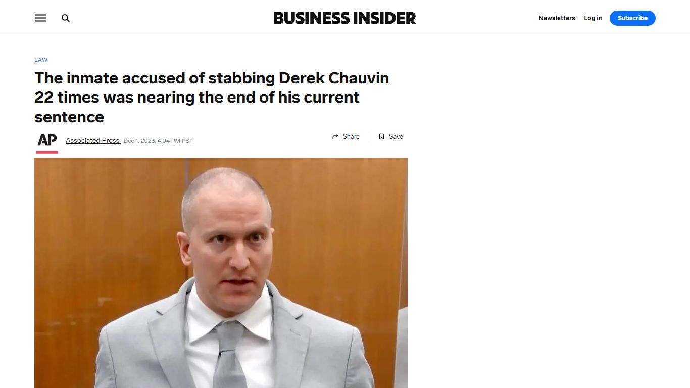 The inmate accused of stabbing Derek Chauvin 22 times was nearing the ...